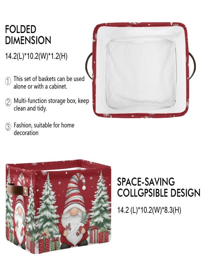 Pfrewn Christmas Winter Storage Basket Gnome with Gifts Tree Red Collapsible Rectangular Storage Boxes Organizer Shelf Basket Toy Book Storage Bin for Nursery 1 Pack - Image 3